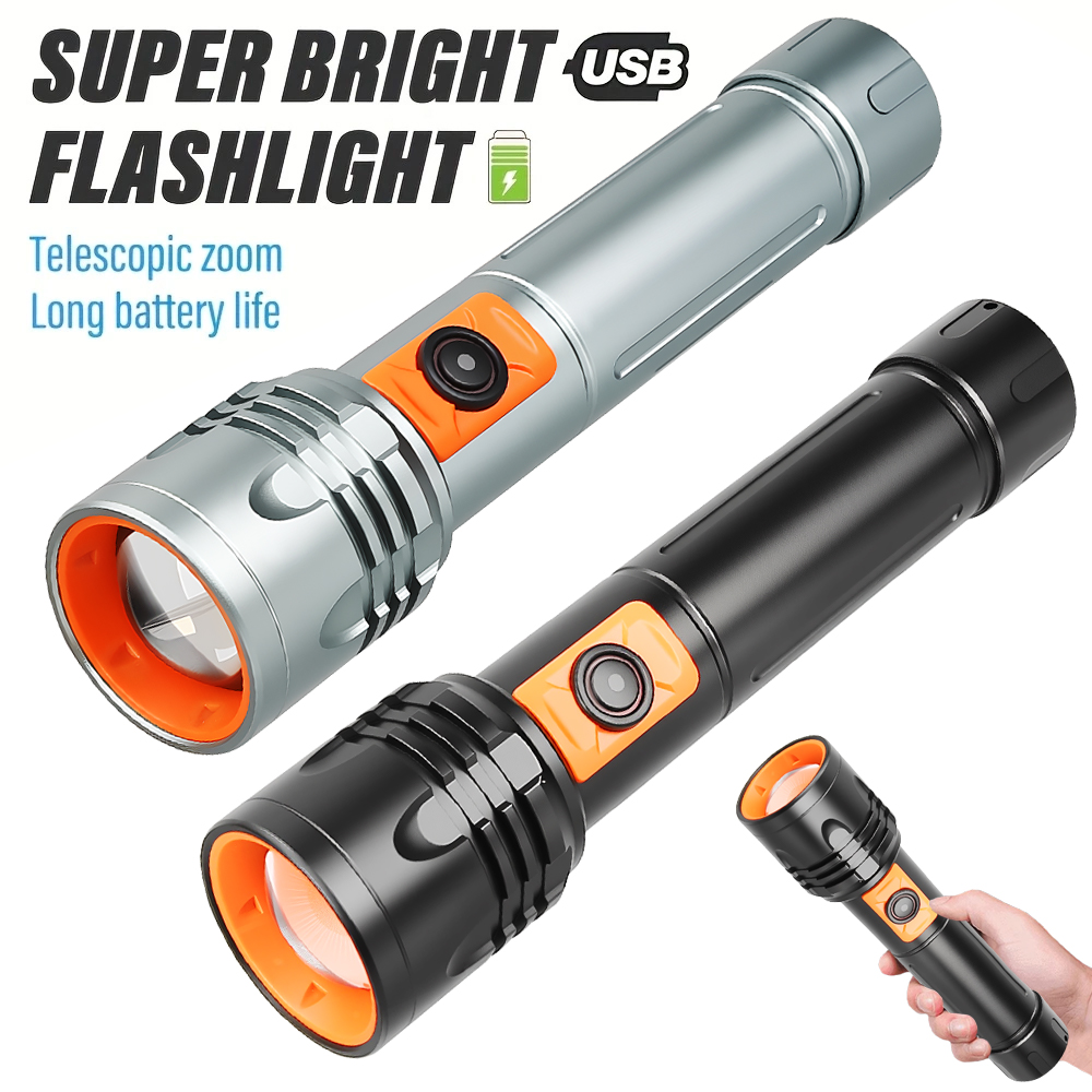 Tactical Flashlight Rechargeable - Lampe de poche LED haute puissance,