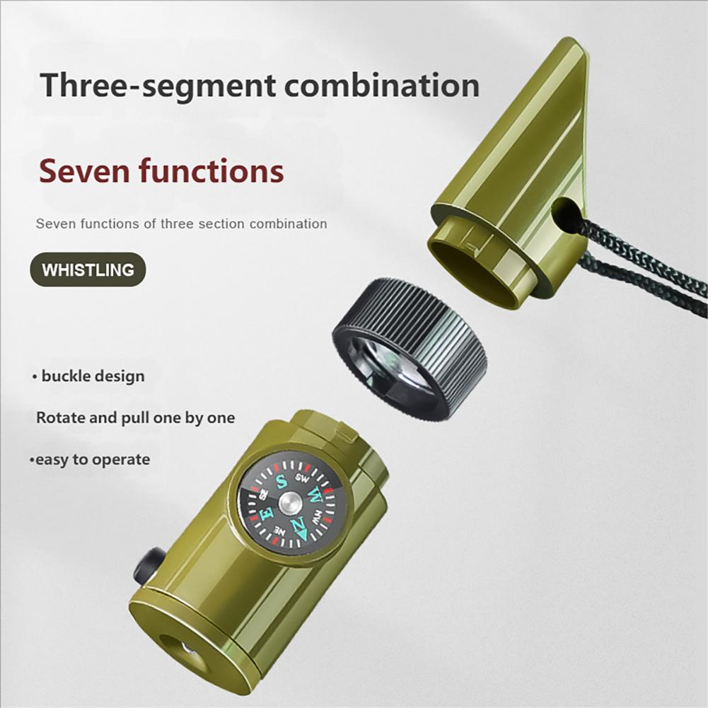 Hunting Outdoor Thermometer - Sifflet multifonctionnel 7-en-1 avec boussole, thermomètre,