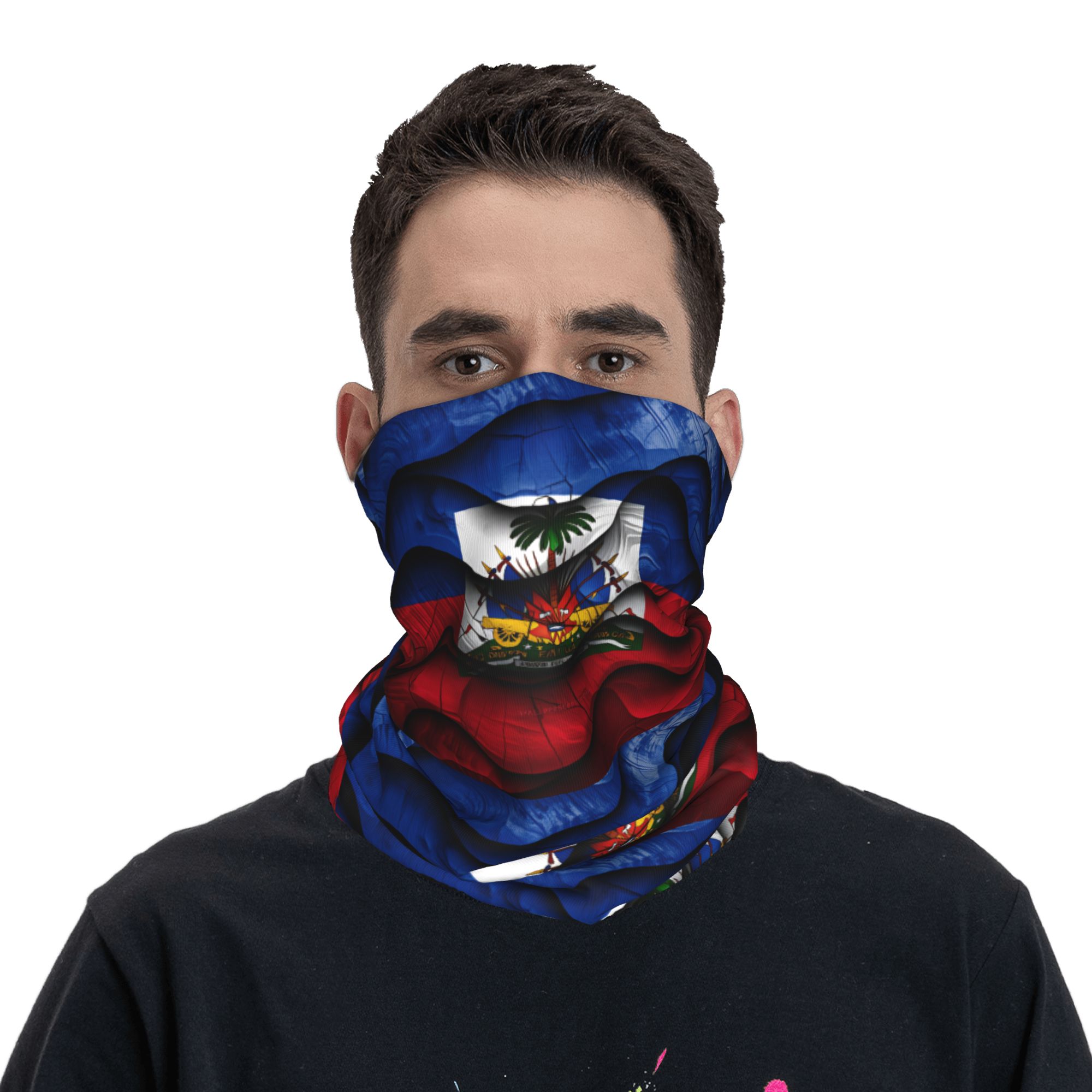 Outdoor Hunting Prints - Balaclava avec drapeau d'Haïti, masque tactique
