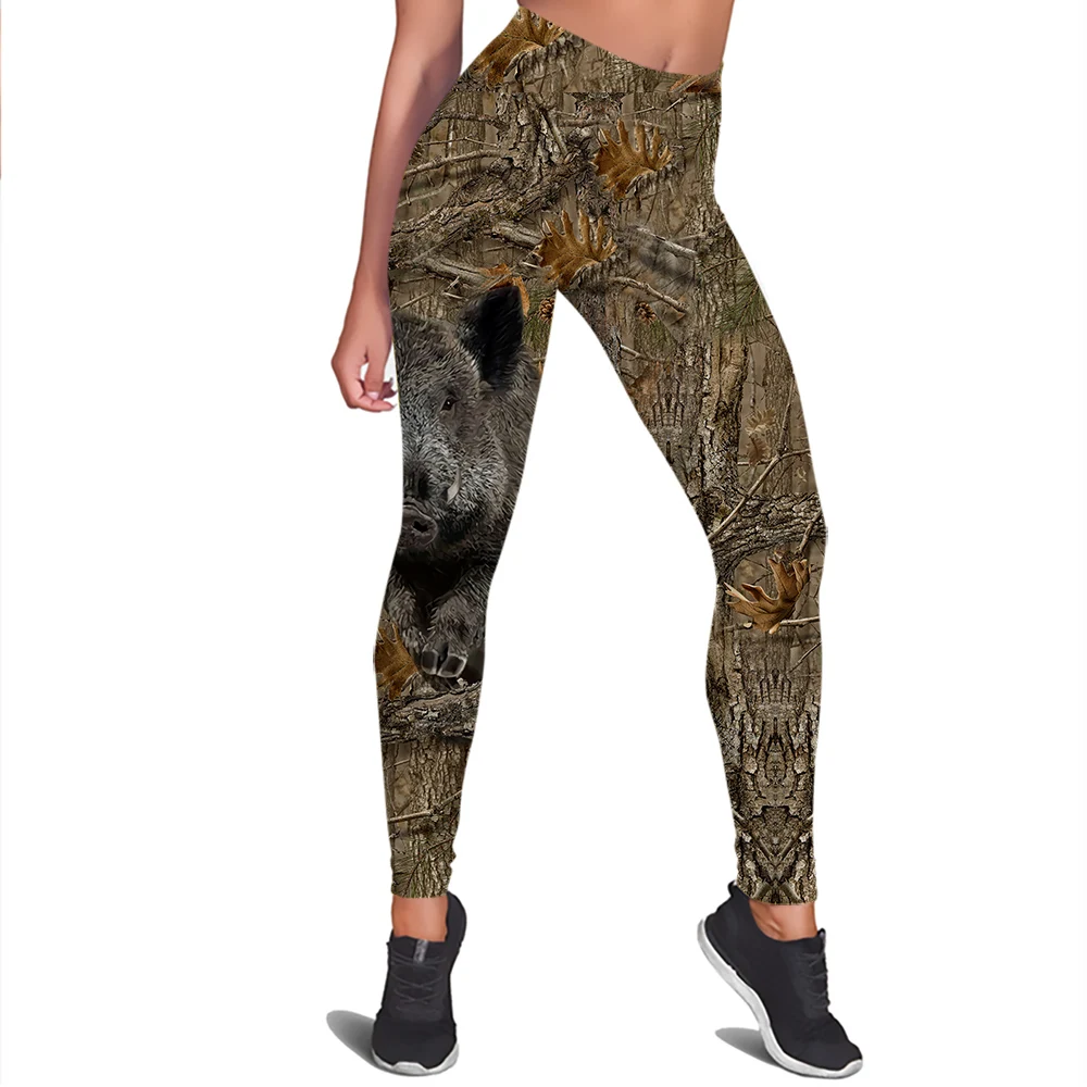 Outdoor Hunting Pants Women - CLOOCL-Legging élastique taille haute imprimé sanglier