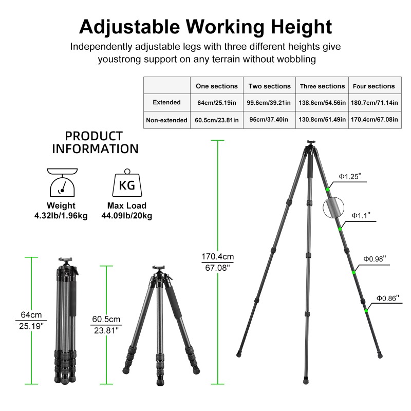 Trépied extérieur en fibre de  - Outdoor Hunting Photography avis et prix