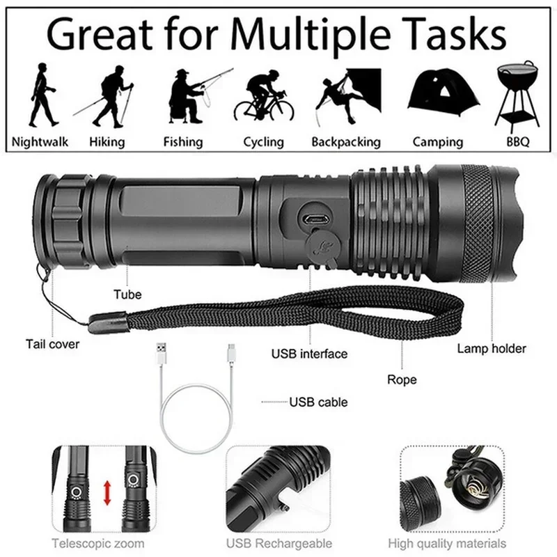 Lampe de poche LED haute puiss - Tactical Flashlight Rechargeable avis et prix